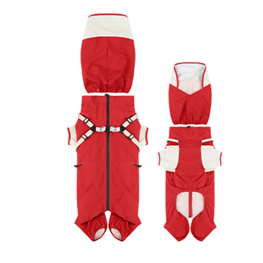 Waterproof Pet Dog Raincoat Four Legged Clothing Lightweight Dog Rain Jacket with Hat S-XXL Pet Rainwear Dog Accessories