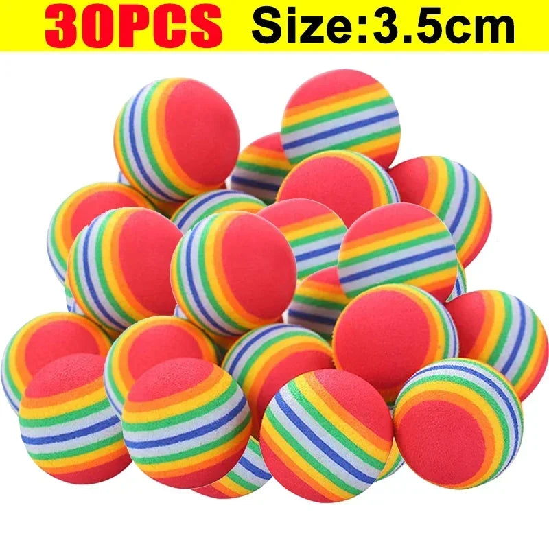 100/10PCS Pet Toy Balls Interactive Rainbow EVA Balls Cat Dog Training Toys Soft Automatic Jumping Balls Pet Playing Supplies