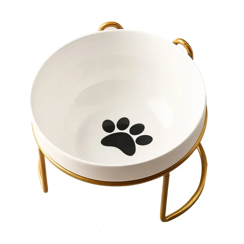 Ceramic Bowl Kitten Puppy Ceramic Bowl 500ML Pet Water Feeder Cat Food Feeding Dish Dispenser with Raised Stand Cat Accessories