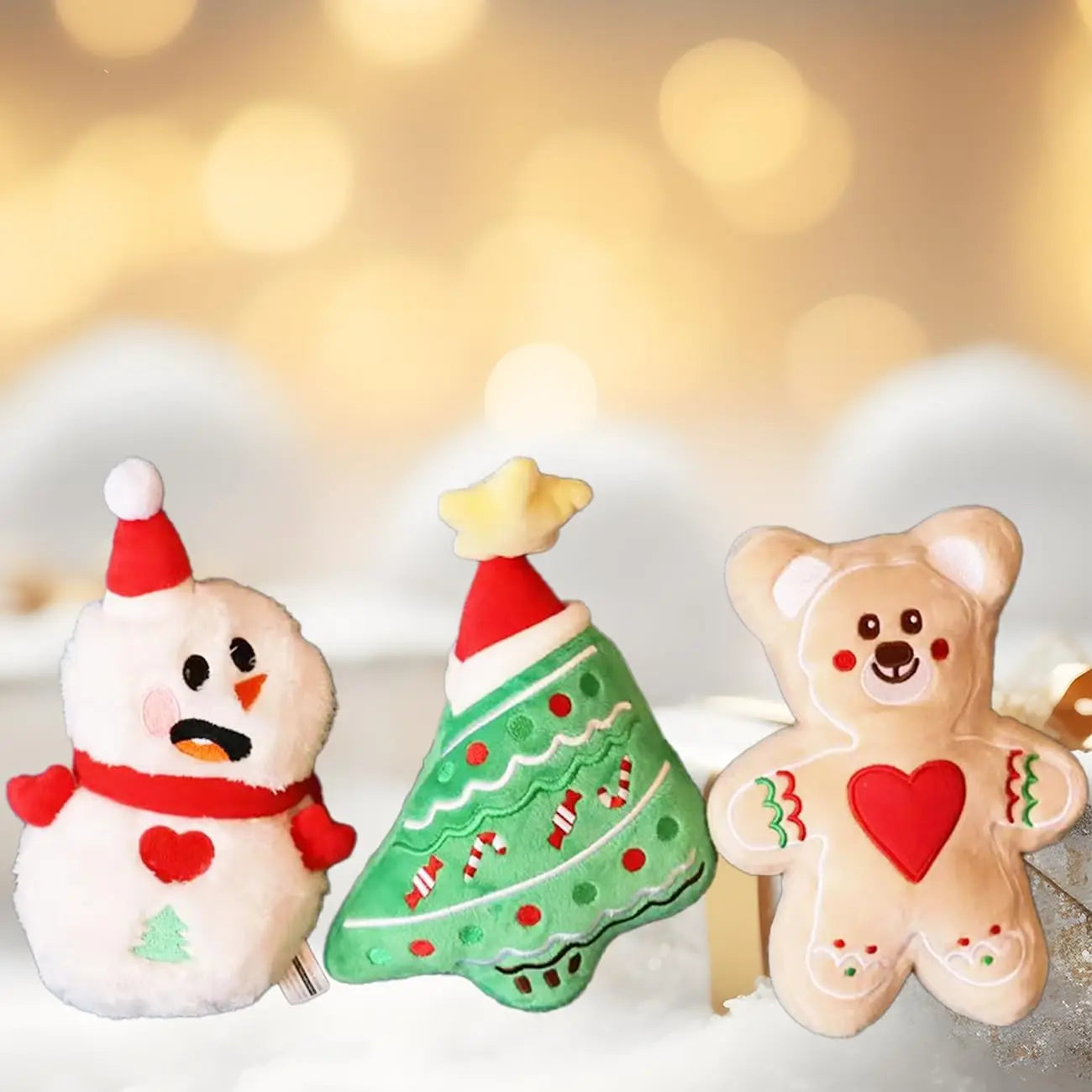 Squeaky Dog Toys for Puppy Small Medium Dogs Cute Dog Chew Toys Pack for Puppies Teething for Dog and Cat Chritmas Gingerbread