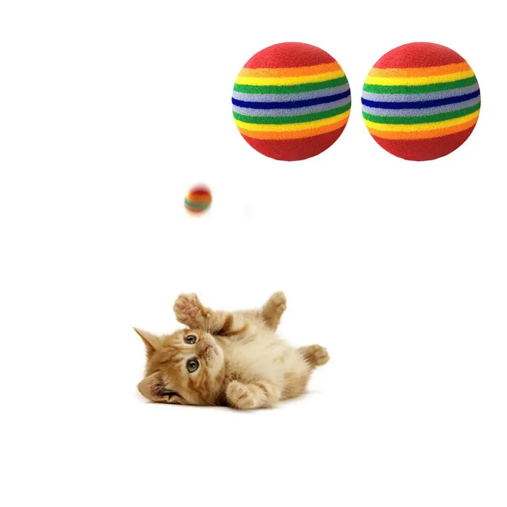 Funny Pet Dog Puppy Rainbow Striped Chewing Interactive Ball Teething Toy indoor toy balls funny cool toys for dogs and cats