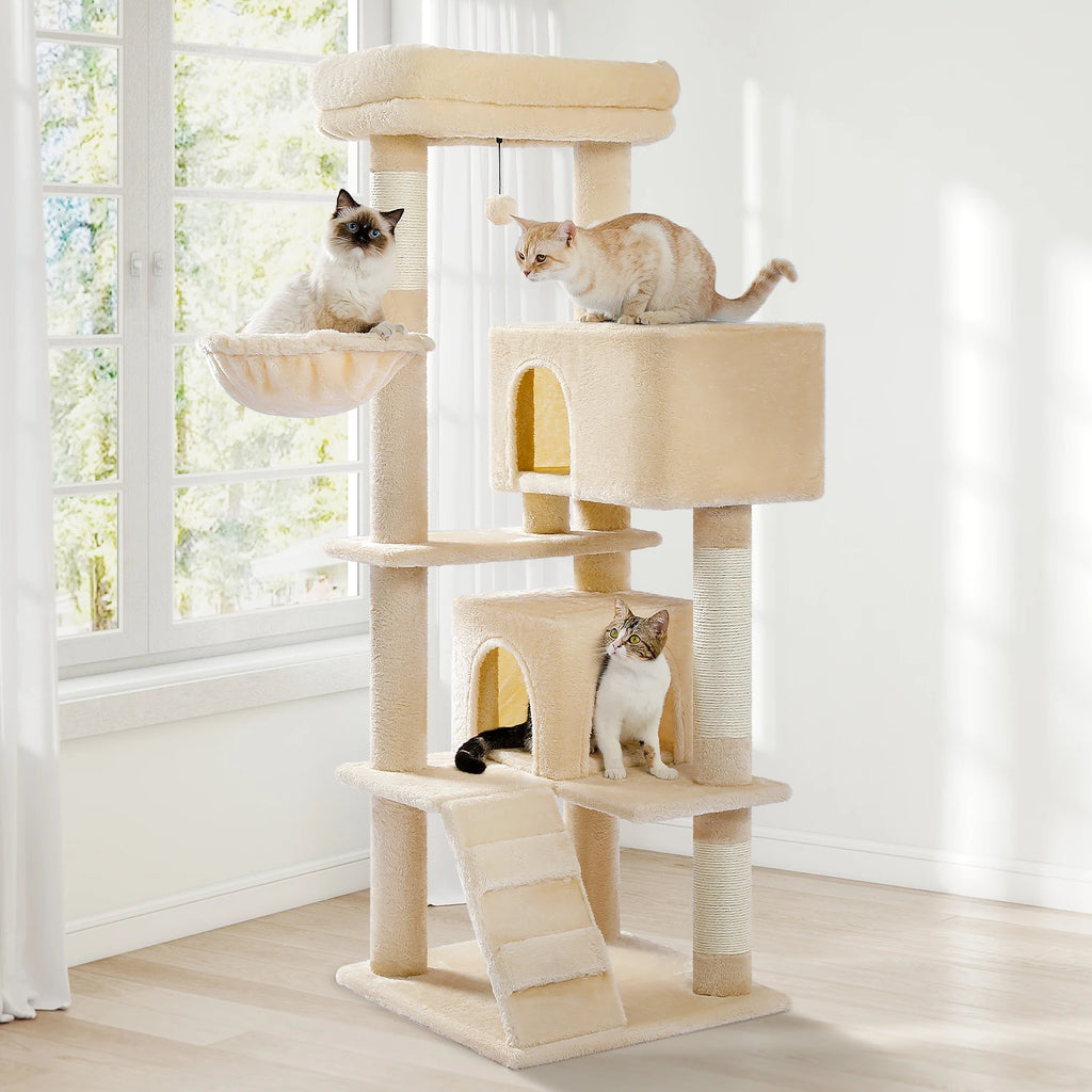 Multi-Level Cat Tree Tower with Scratching Post, Cozy Hammock, Top Perch, Large Cat Condo for Indoor, Cat Accessories, Cat Toys
