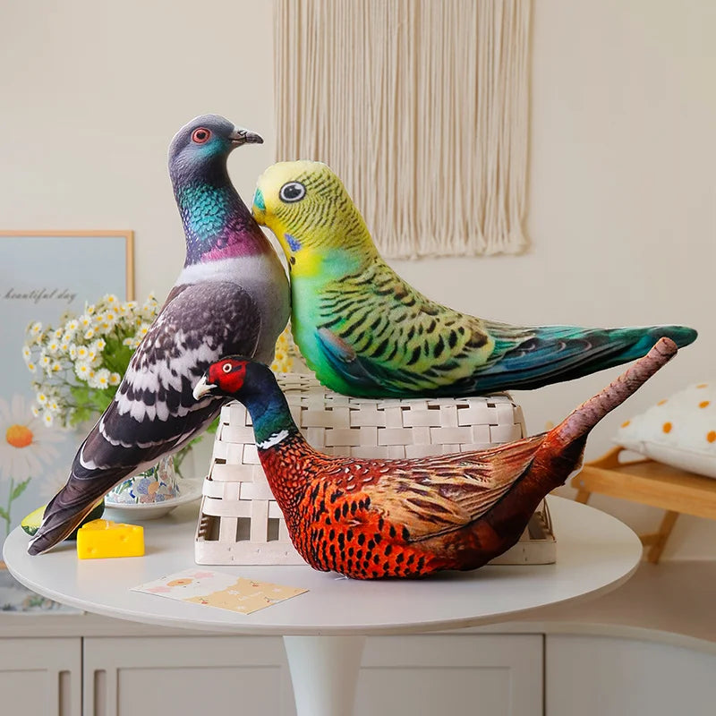 Real Life Colorful Printing Poultry Birds Plush Toys Steric Stuffed Goose Duck Rooster Pigeon Parrot Toys Prety Home Decor Gift