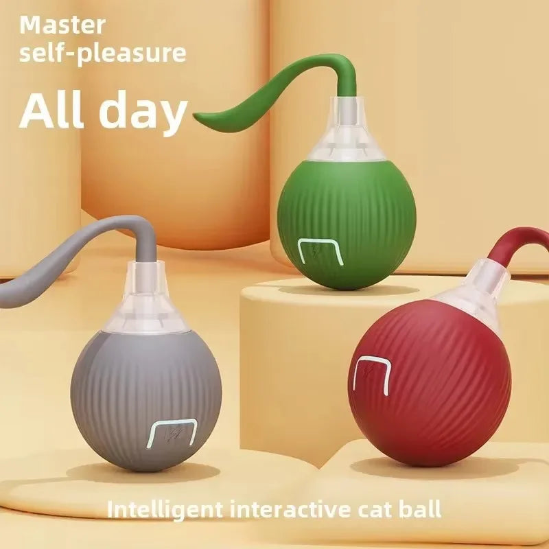 Cat Toys Interactive Ball  Automatic Rolling Dog Toys Faux Tail Rechargeable Smart Pet Electric Toy Cat Training Imitate Mouse 5