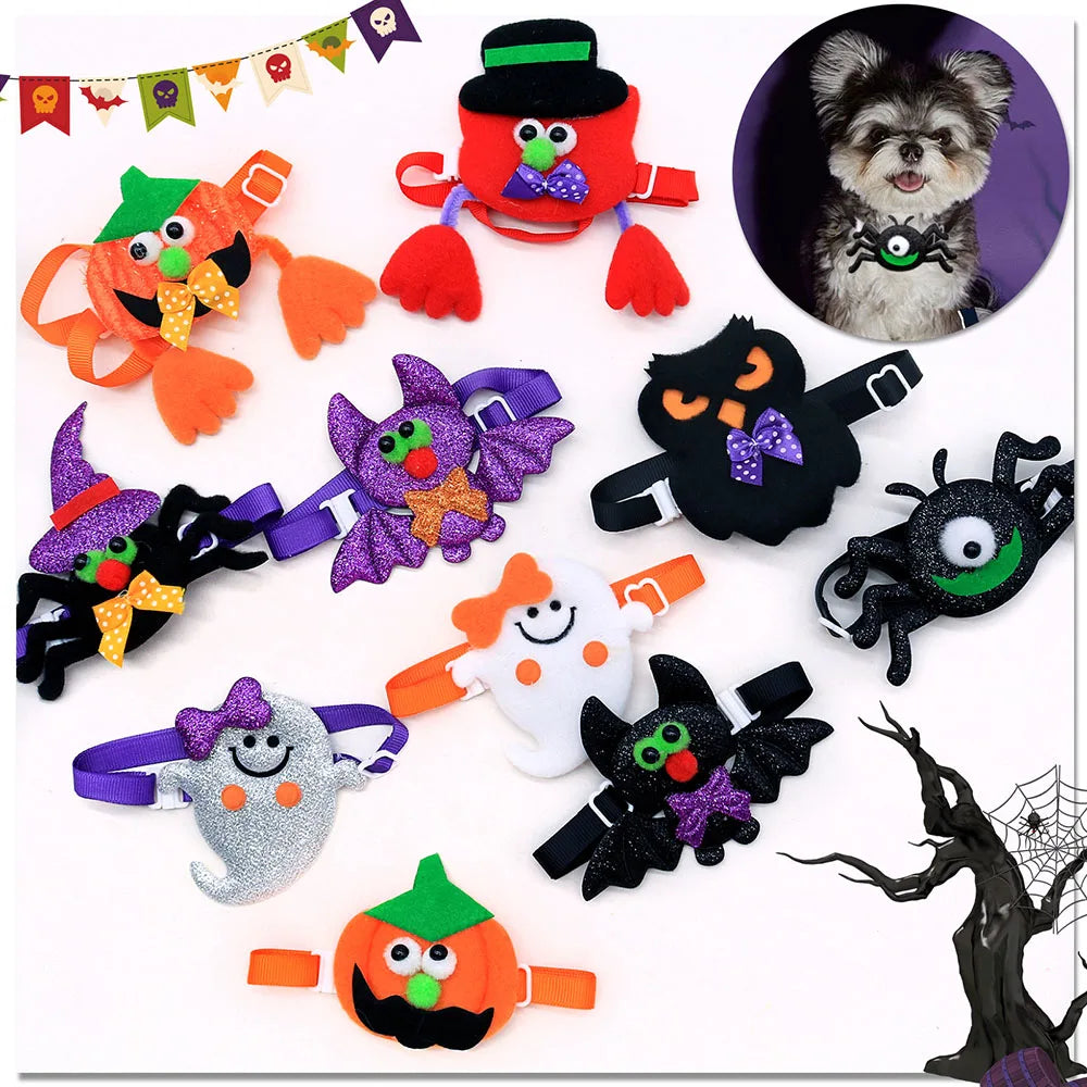 30ps Bulk Halloween Dog Bowties For Small Dog Puppy Bow Tie Collar Dogs Pets Party Grooming Decoration Products Dog Accessories
