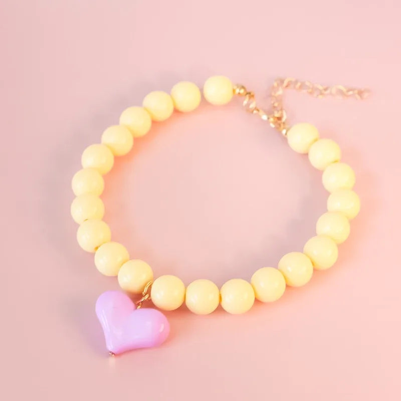 Party Dog Accessories Custom Pet Supplies Pinkycolor Plastic Cat Neck Collar Pearl Dog Necklace Small Dog Bib Size Animal Choker