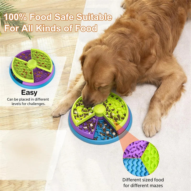 Dog Puzzle Slow Feeder Interactive Enrichment Dog Toys Layers Detachable Slow Eating Dog Bowl Anti-anxiety Dog Feeder Bowl