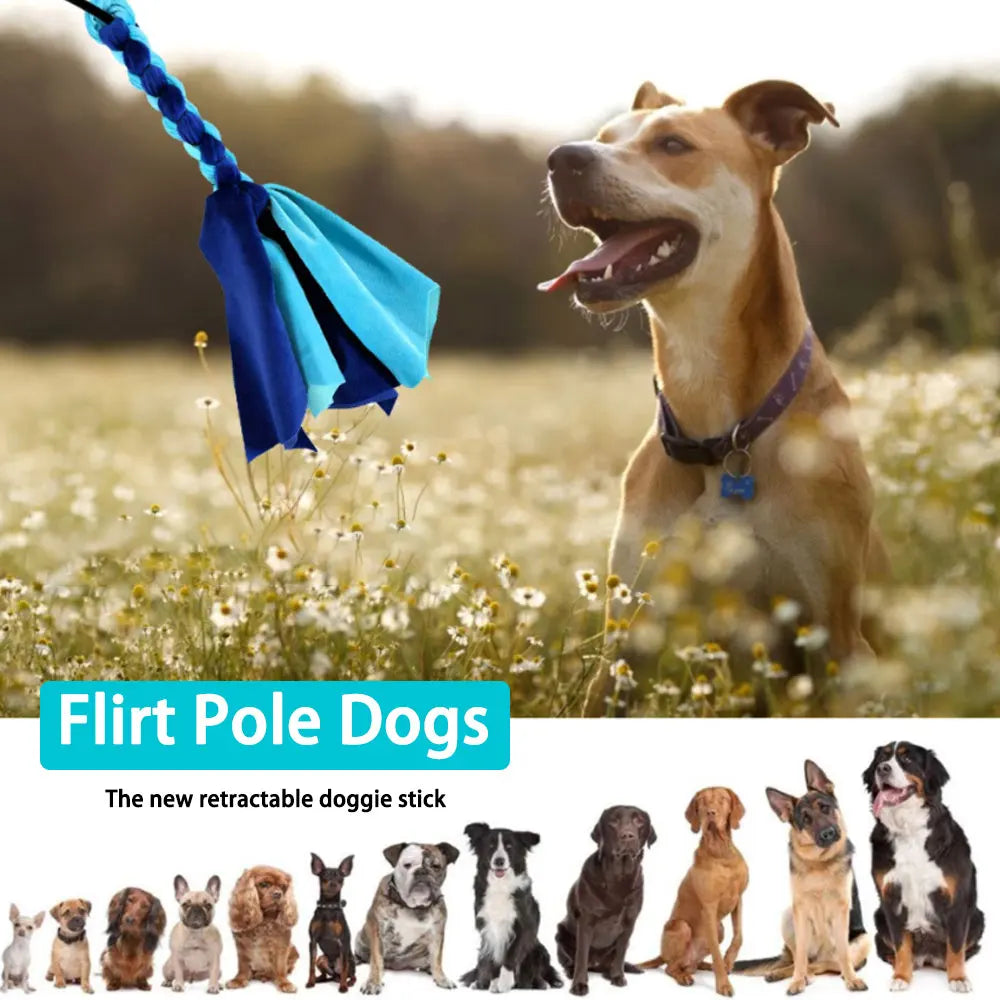 Dogs Flirt Lure Pole Stick Toys Pet Interactive Chasing Tail Teaser Wand Training Chewing Rope Cat Pet