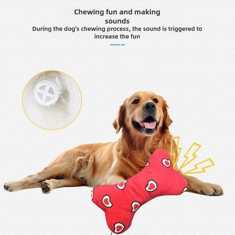 Dog Plush Toy Pet Squeaky Toy Dog Bite-Resistant Clean Teeth Chew Interactive Bone Shape Dog Cat Toys Pet Product Grinding Teeth