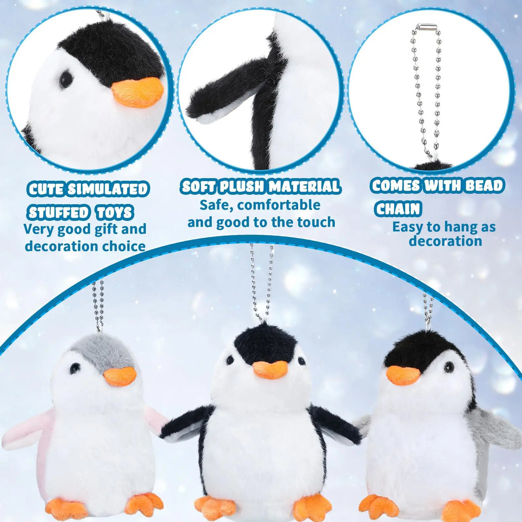 9-96Pcs Mini Stuffed Animal Penguin Plush Hanging Penguin Toys Small Penguin Keychain Valentine Stocking Stuffs Birthday Gifts