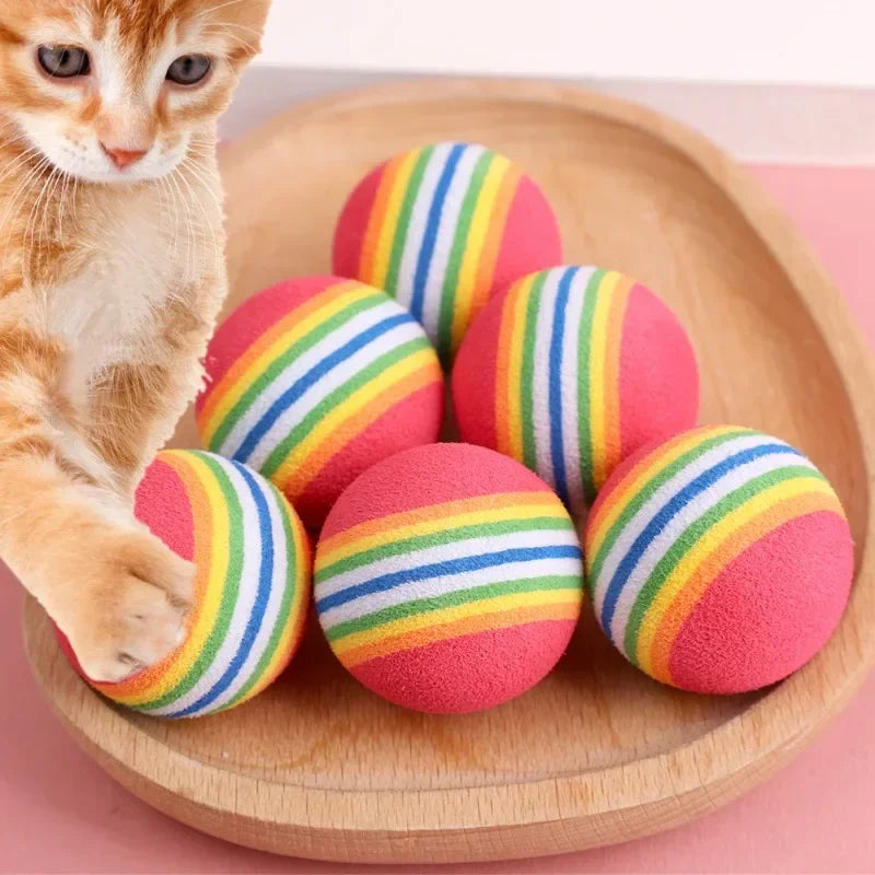 100/10PCS Pet Toy Balls Interactive Rainbow EVA Balls Cat Dog Training Toys Soft Automatic Jumping Balls Pet Playing Supplies