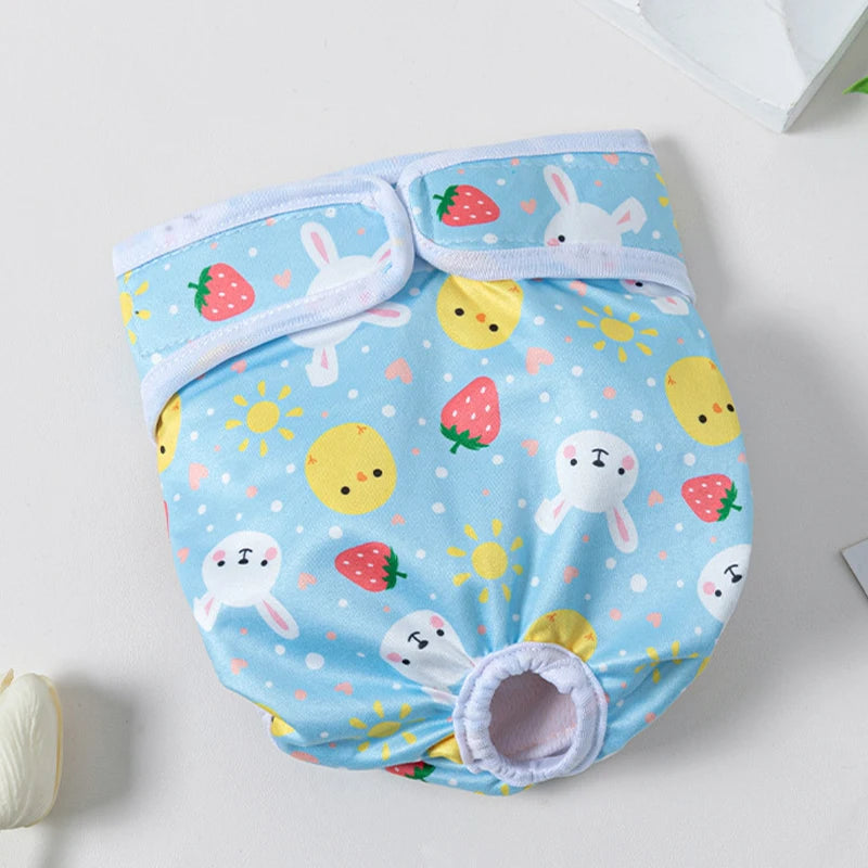 Washable Dog Diapers Female Cute Fruits Print Adjustable Puppy Shorts Dog Clothes Dog Physiological Pants Pet Dog Accessories
