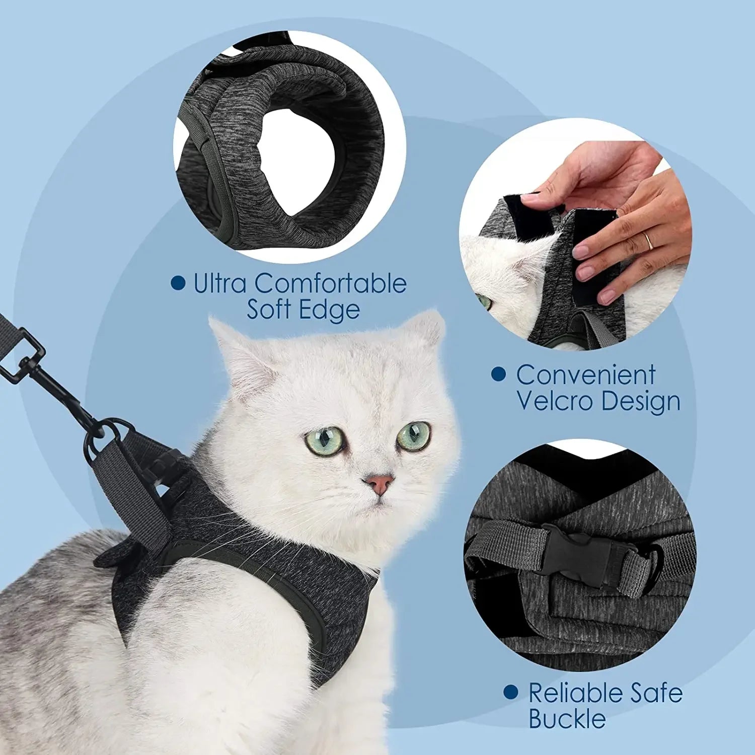 Cat Harness and Leash for Walking Escape Proof Soft Vest Harnesses for Cat Breathable Reflective Strips Jacket Cat Accessories