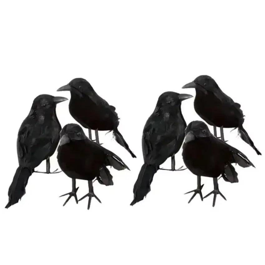 3pcs/set Halloween Black Crow Fakes Bird Toys Feather Animal Festival Decoration Props Party Supplies Garden Statues Sculptures
