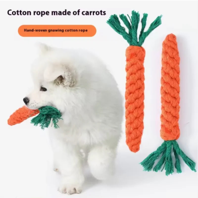1pc Pet Knot Toy for Dog and Cat Carrot Shape Dog Chew Toys Cotton Rope Toys for Indoor Dogs Cat Toys Dog Accessories