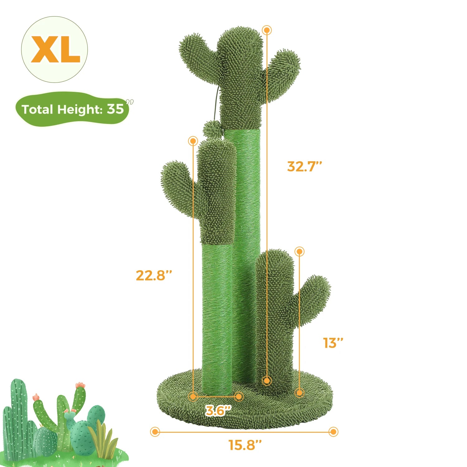 Cactus Cat Tree Small Cat Tower with Spacious Condo,Cozy Hammock,Dangling Ball,Scratching Post Cat Accessories for Indoor Cats