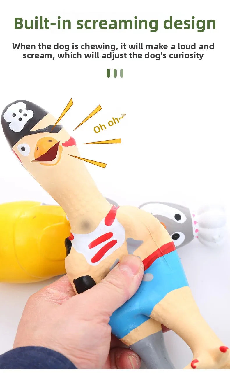 Squeaky Latex Chicken Dog Toys Funny Pirate Soldier Chef Bikini Shapes Loud Scream Chew Toy Pets Squeaky Latex Chicken Toy