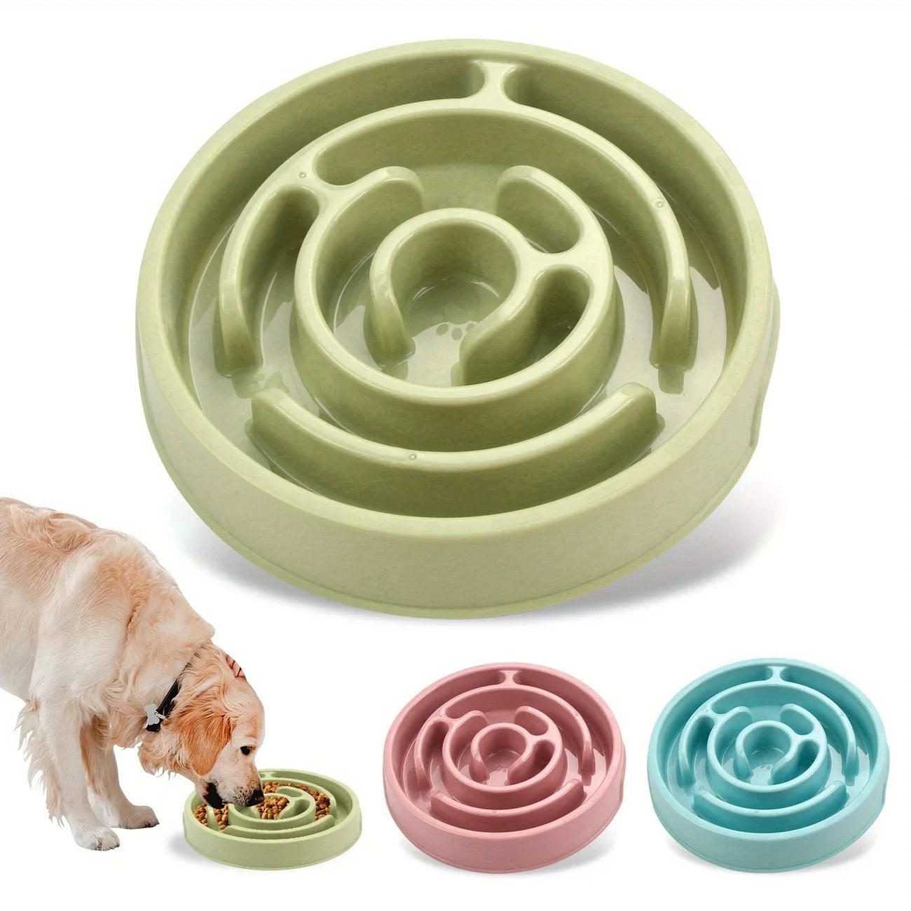 Pet Cat Dog Slow Food Bowl Anti-choking Food Bowl Puzzle Snack Bowl for Neck Protection Plastic Multiple Colors Dog Accessories