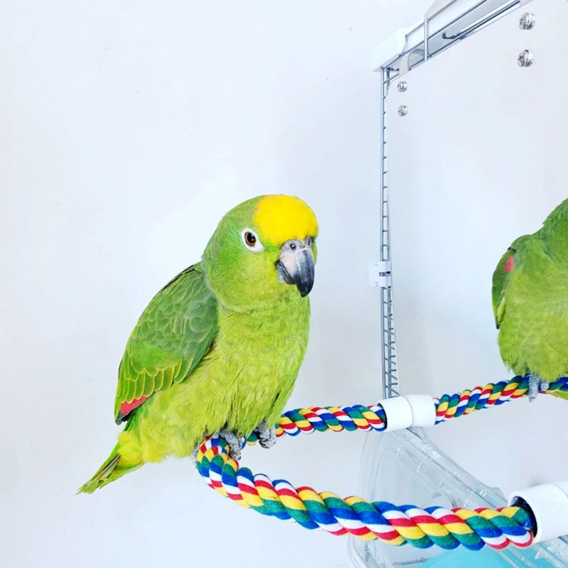 Acrylic Bird Mirror with Rope Perches Bird Toys Lovebirds Finch Canaries Swing Comfy Perch for Parakeet Cockatiel Conure