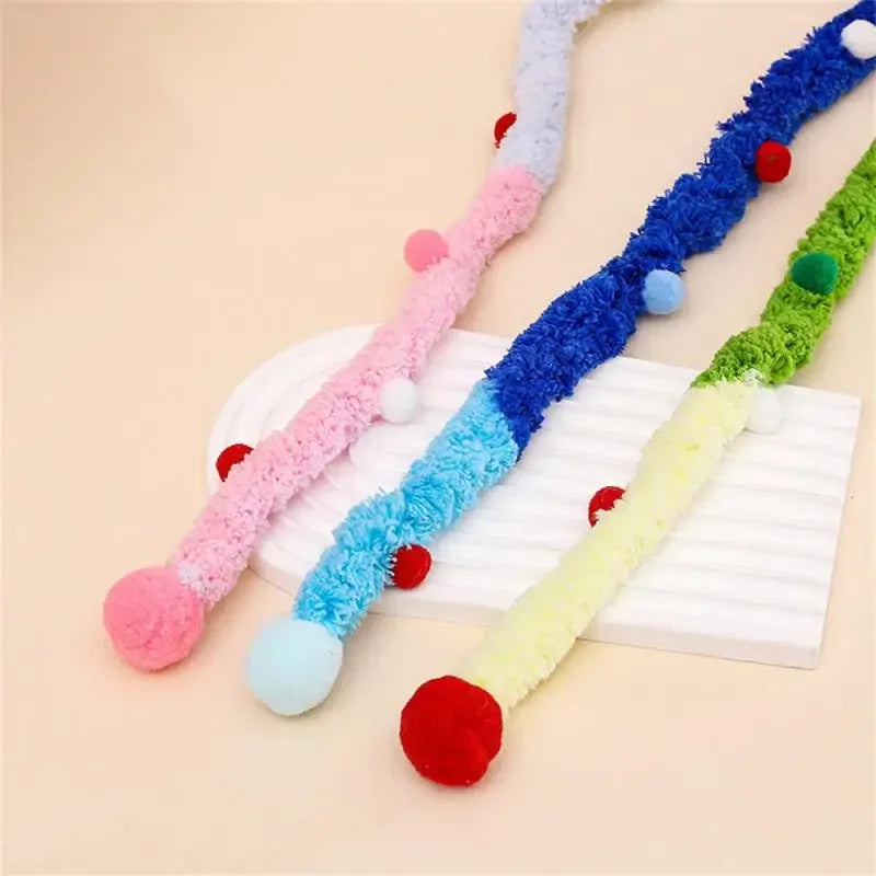 New Cat Toys Rainbow Stripes Funny Cat Stick with Bell Interactive Play Pet Supplies Interactive Cat Toy Caterpillar String