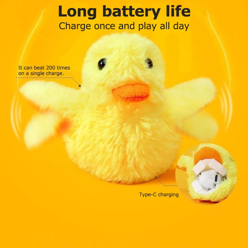 Cat Toys Rechargeable Flapping Duck Lifelike Quacking Sound, Touch Activated Kitten Plush Toy Interactive Cat Exercise Toys