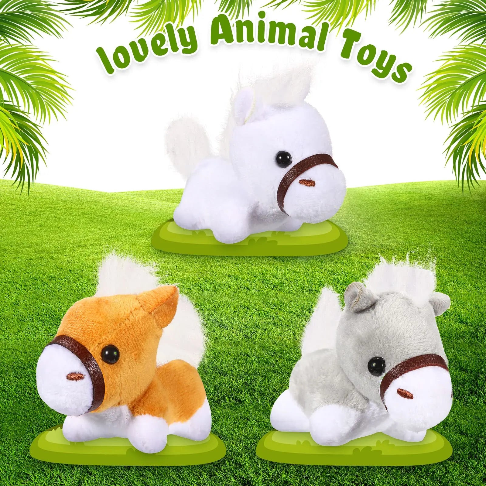 12-48Pcs Horse Stuffed Animal Bulk Toy Horses Plush Stuffed Animals Horses Toys Horse Party Favor Farm Birthday for Boy Girl Kid