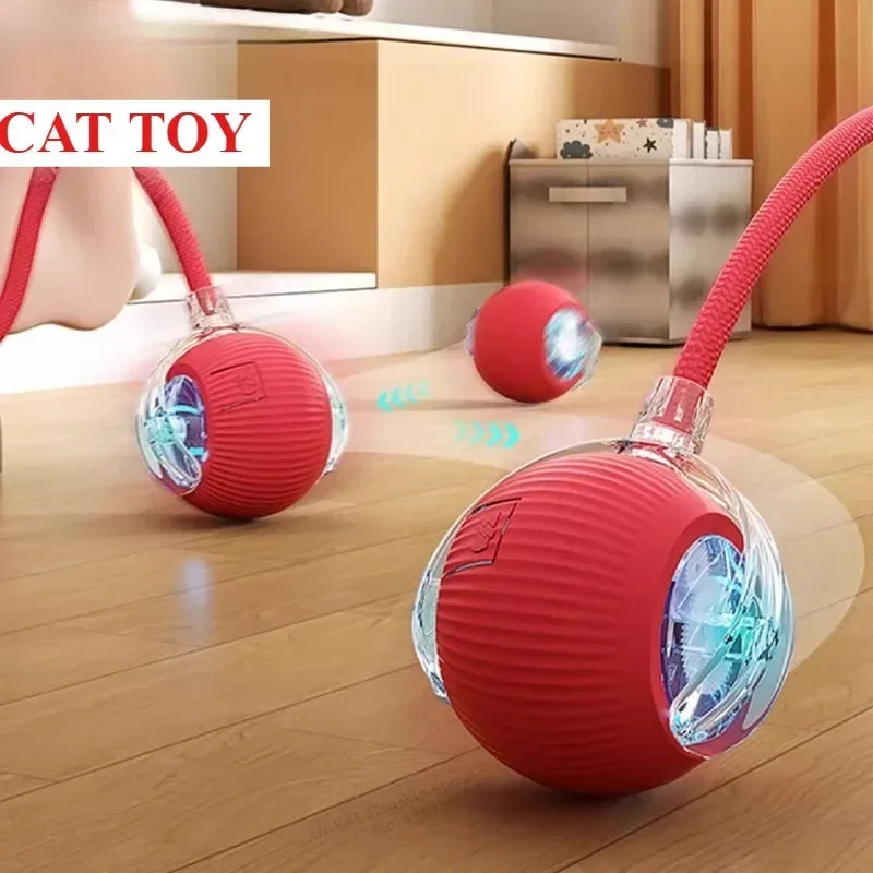 Interactive Dog Toys Rechargeable Pet Interactive Toys Electric Cats Ball Automatic Rolling Fake Tail Ball Dog Cats Toy