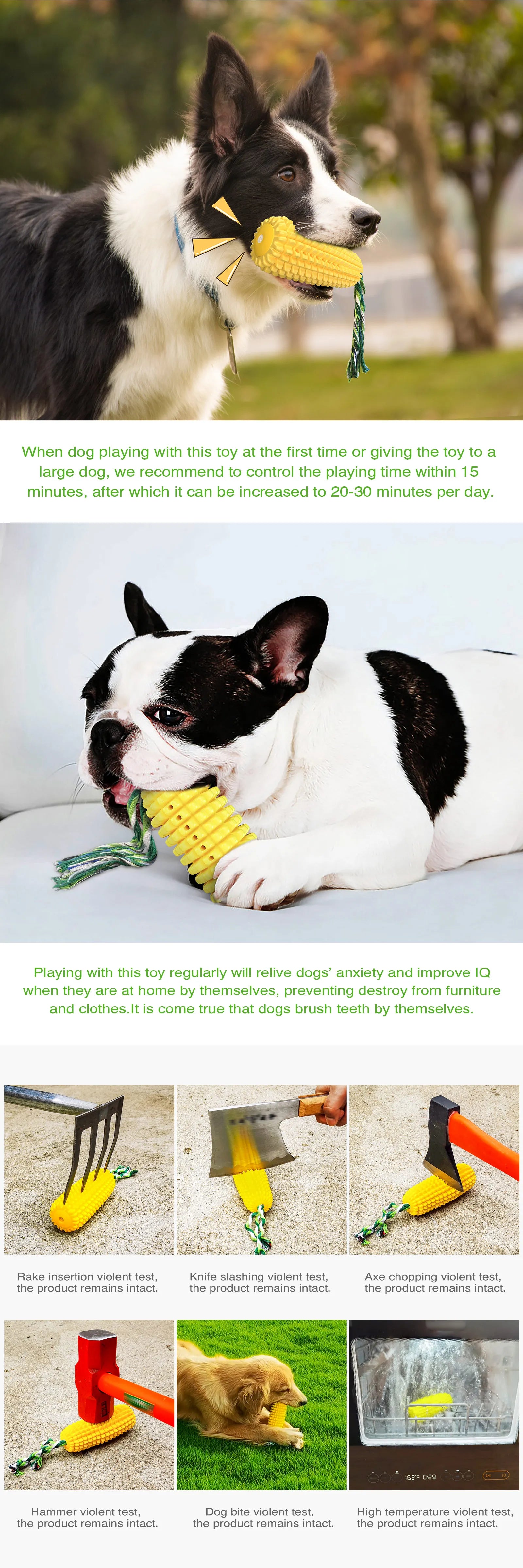 Squeak Corn Chawing Pet Toy Indestructible Toothbrush Dog Toys For Aggressive Chewers Soft Big dog Plaything with Sound