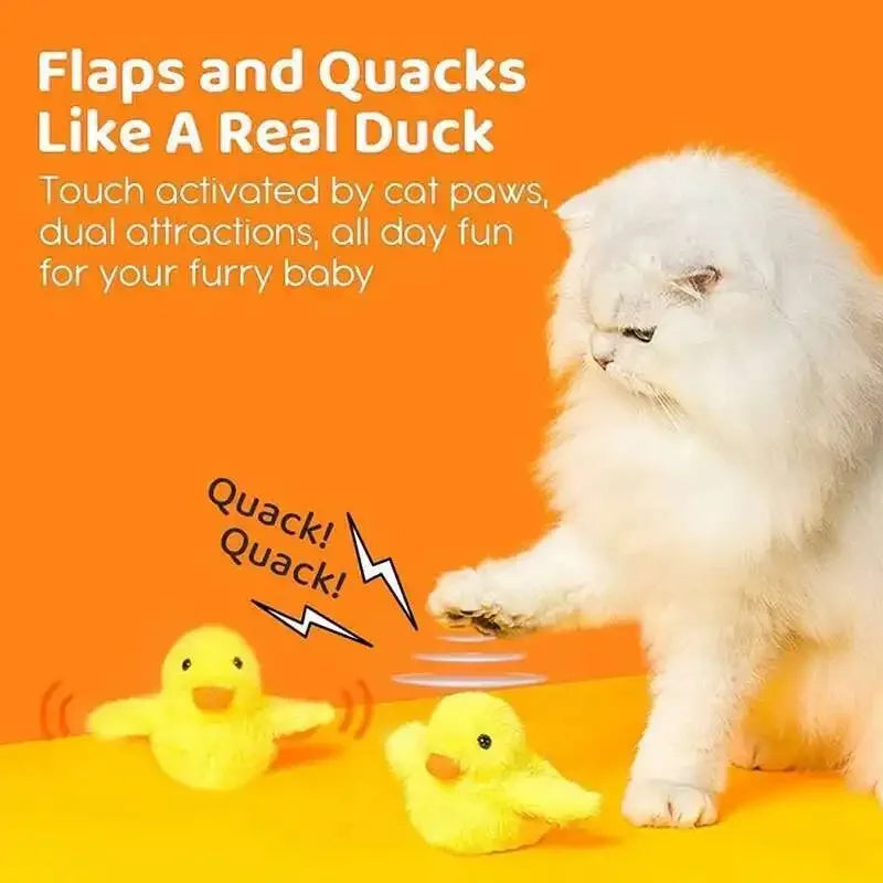 Flapping Duck Interactive Cat Toys Electric Bird Toys Washable Cat Plush Toy with Vibration Sensor Sound Cats Game Kitten