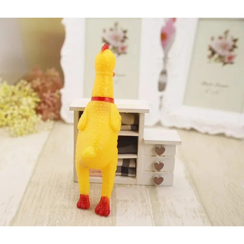 30CM Screaming Chicken Dog Toys Yellow Rubber Squaking Chicken Toy Novelty and Durable Rubber Chicken for Dogs,Rubber Chickens