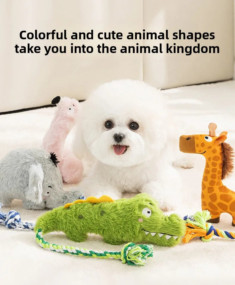 Plush Squeaky Dog Toys Human Pet Interactive Tug of War Knot Bite-resistant Pet Toys Outdoor Funny Crazy Zoo Plush Sound Toys