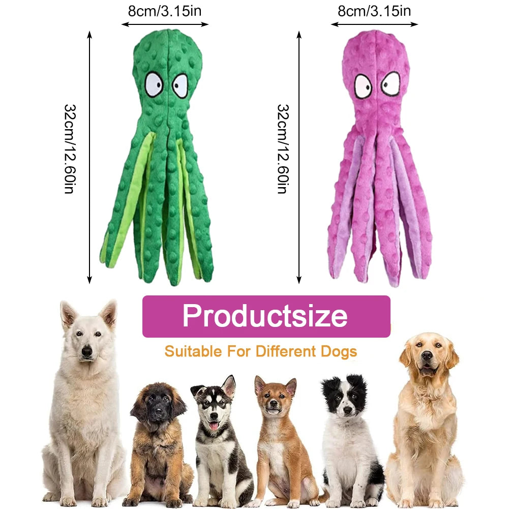 2 Pcs Octopus Shell Voice Toy Intelligent Dogs Chew Toys No Stuffing Squeaky Plush Smart Toys Bite Resist for Small Medium Dogs