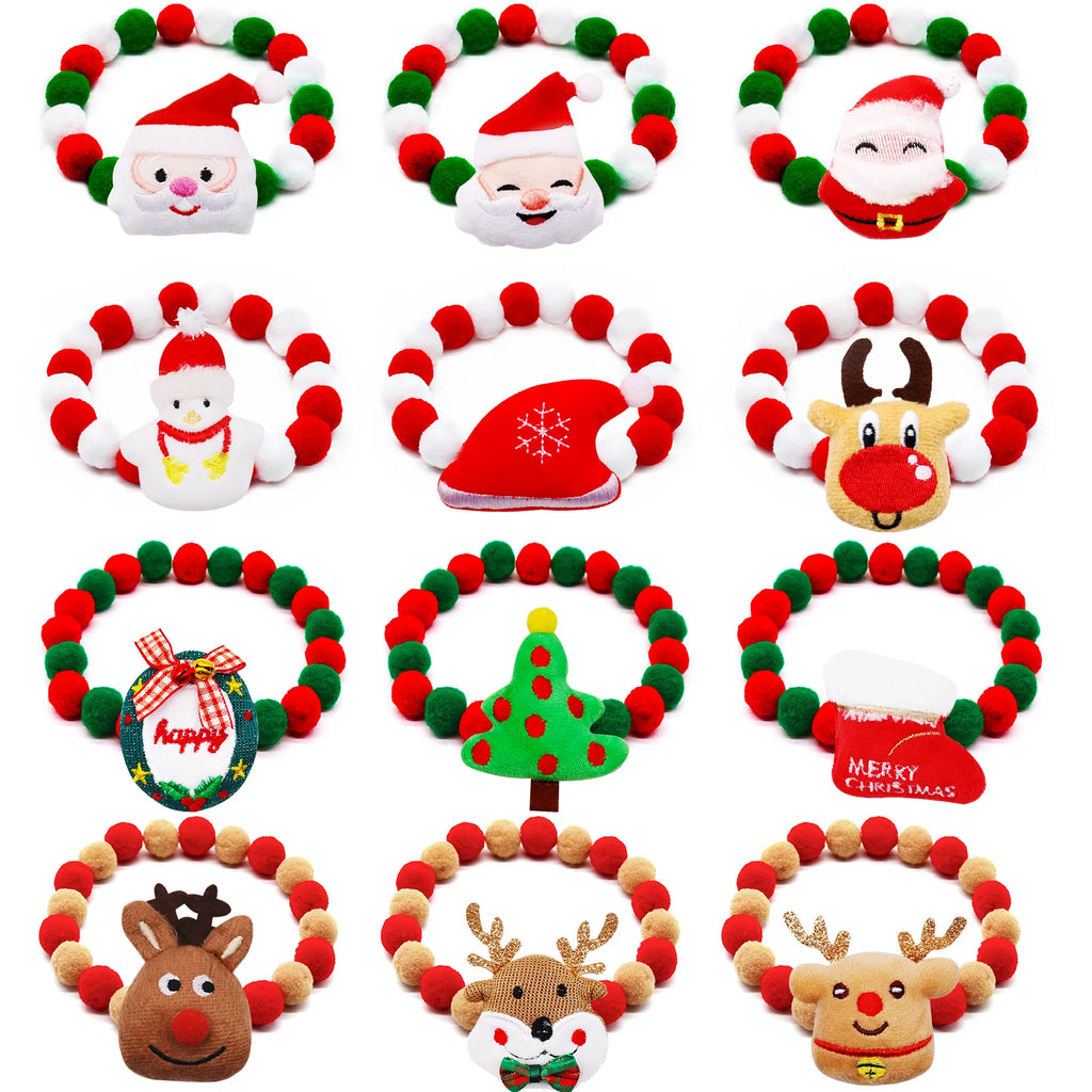 1PC Christmas Decorate Pet Bowtie Dog Deer Hair Ball Pet Puppy Adjustable Snowman Necktie Collar for Small Large Dog Accessories