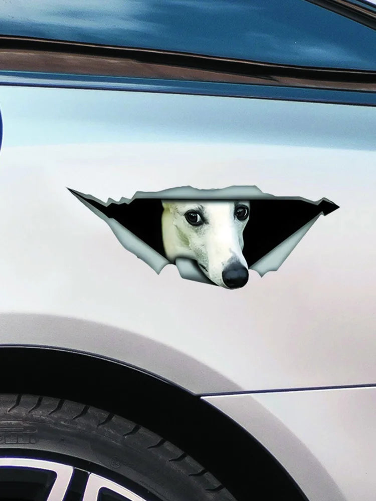 Creative Car Sticker White Whippet 3D Pet Dog Accessories Vinyl Car Styling Cover Scratches