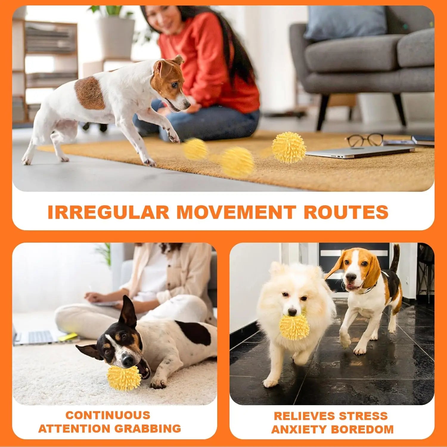 Interactive Dog Toys Moving Ball with Cover Self Rolling Dog Ball for Small/Medium/Large Dogs Automatic Dog Toys Keep Them Busy