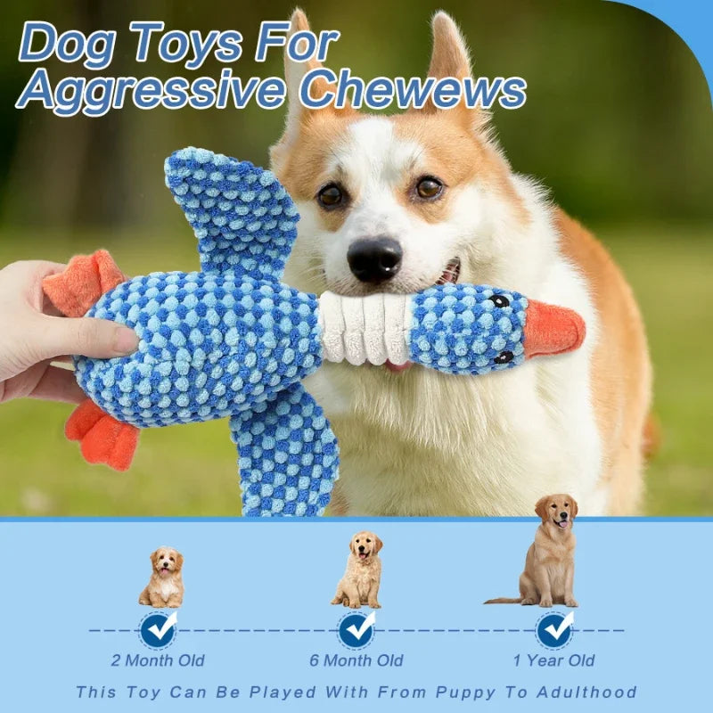 Dog Toys Plush Animal Toy Wild Goose Chewing Toy for Small Medium Large Dogs Cats Teeth Cleaning Toys Pet Squeak Toy for Puppy