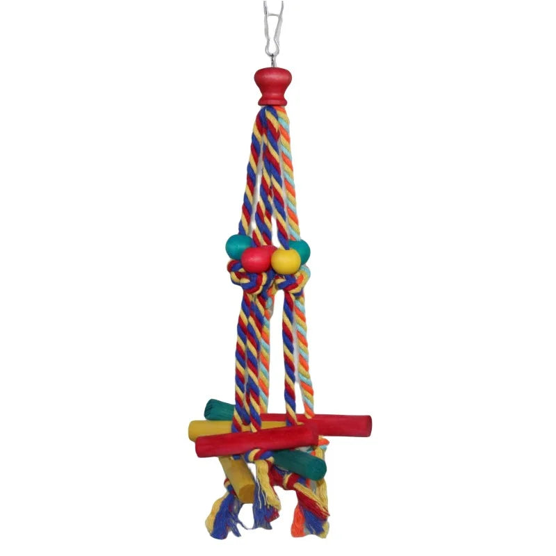 Birds Rope Parrot Toys Bird Accessories Wood Chewing Toy Cage Resistant Small Large Bird Toy Parrots Training Random Colors