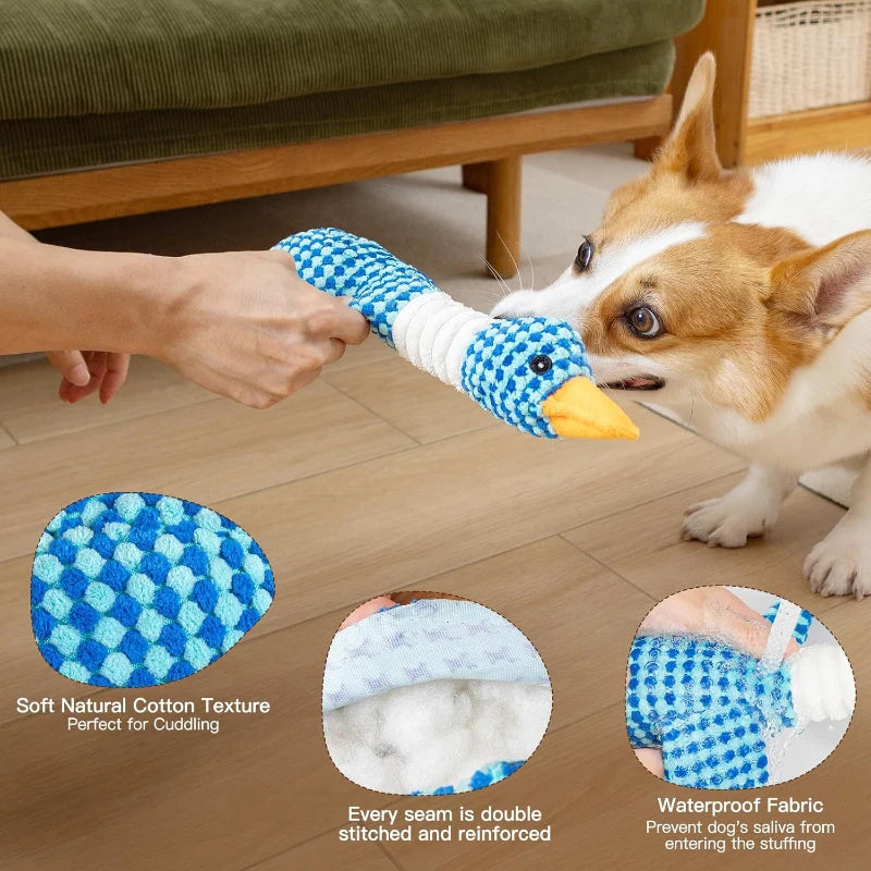 Dog Toys Plush Animal Toy Wild Goose Chewing Toy for Small Medium Large Dogs Cats Teeth Cleaning Toys Pet Squeak Toy for Puppy