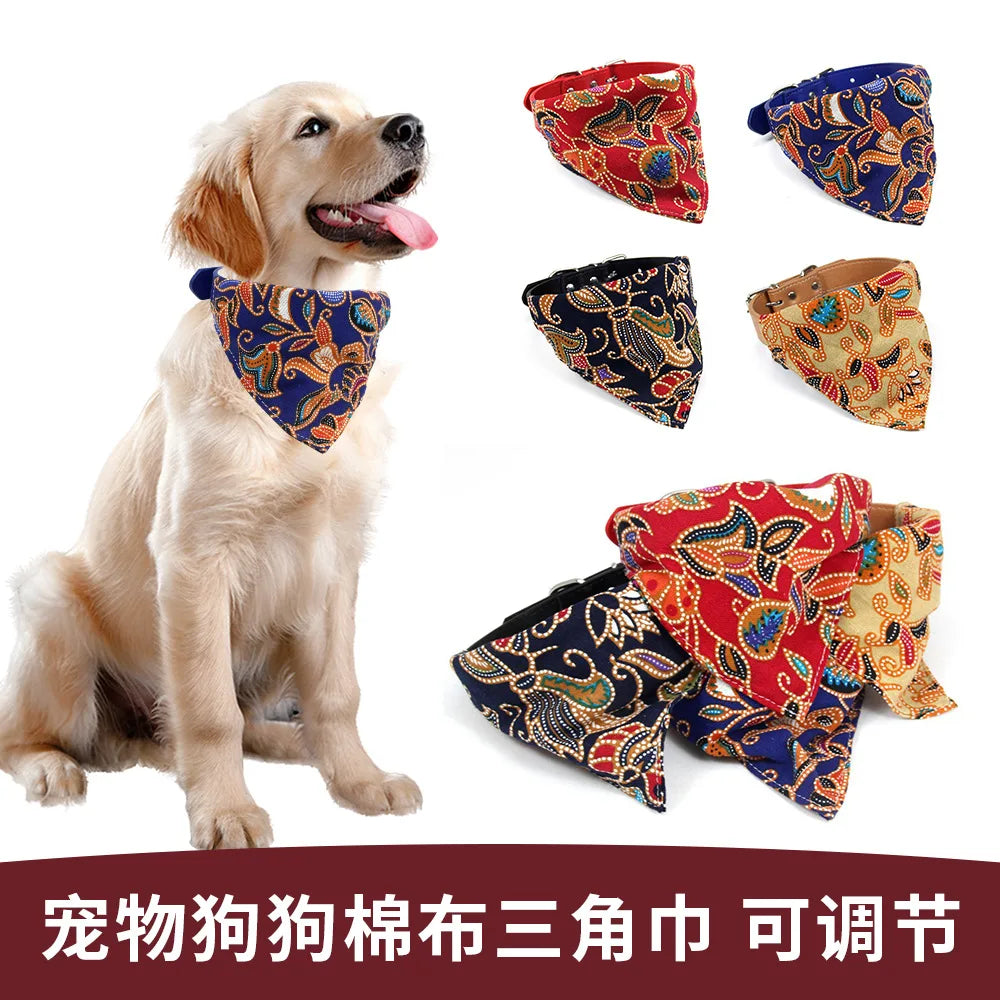 Dog Bandanas Bibs Large Pet Scarf Adjustable Pet Cotton Washable Bow Tie Collar Cat Dog Scarf Big Dog Accessories Kerchief