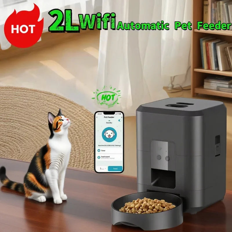 2025 New 2L Automatic Pet Feeder WiFi Smart Cat Dog Food Dispenser with Regular And Quantitative Feeding Of Pets Cat accessories