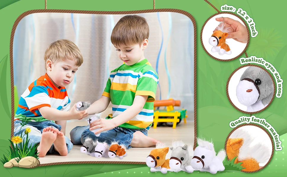 12-48Pcs Horse Stuffed Animal Bulk Toy Horses Plush Stuffed Animals Horses Toys Horse Party Favor Farm Birthday for Boy Girl Kid