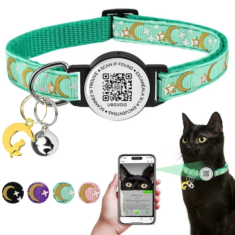 QR Code Pet Tag Cat Collar Breakaway with QR ID Tag, Puppy Cat Accessories Glow Kitten Collars, Cat Tag, Safety Quick Release