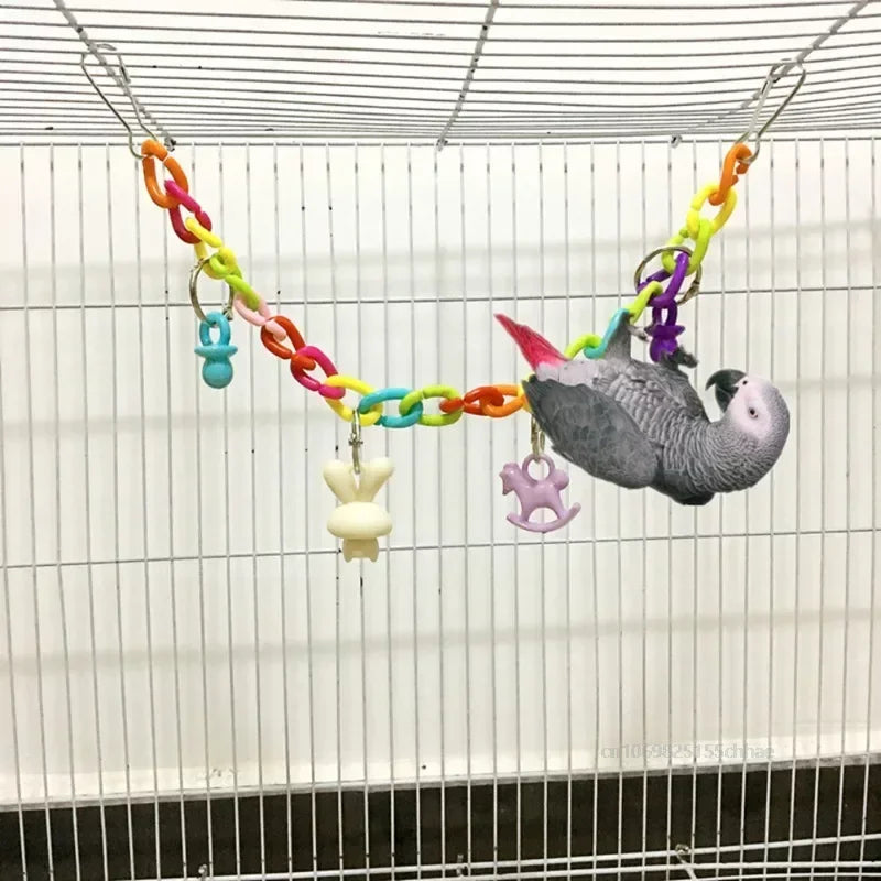 Big Parrot Pet Supplies Toy Parrot Toys Colorful Acrylic Bridge Cage Bird Funny Hanging Accessories Swing Toy Chain Exercise 앵무새