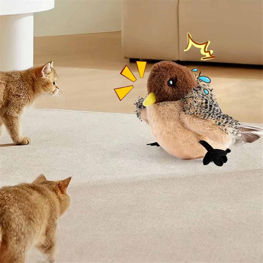 NEW Remote Control Interactive Cat Toys Flying Bird Flapping Wings Sparrow Toy Vivid Chirping Simulation Bird Cat Toy