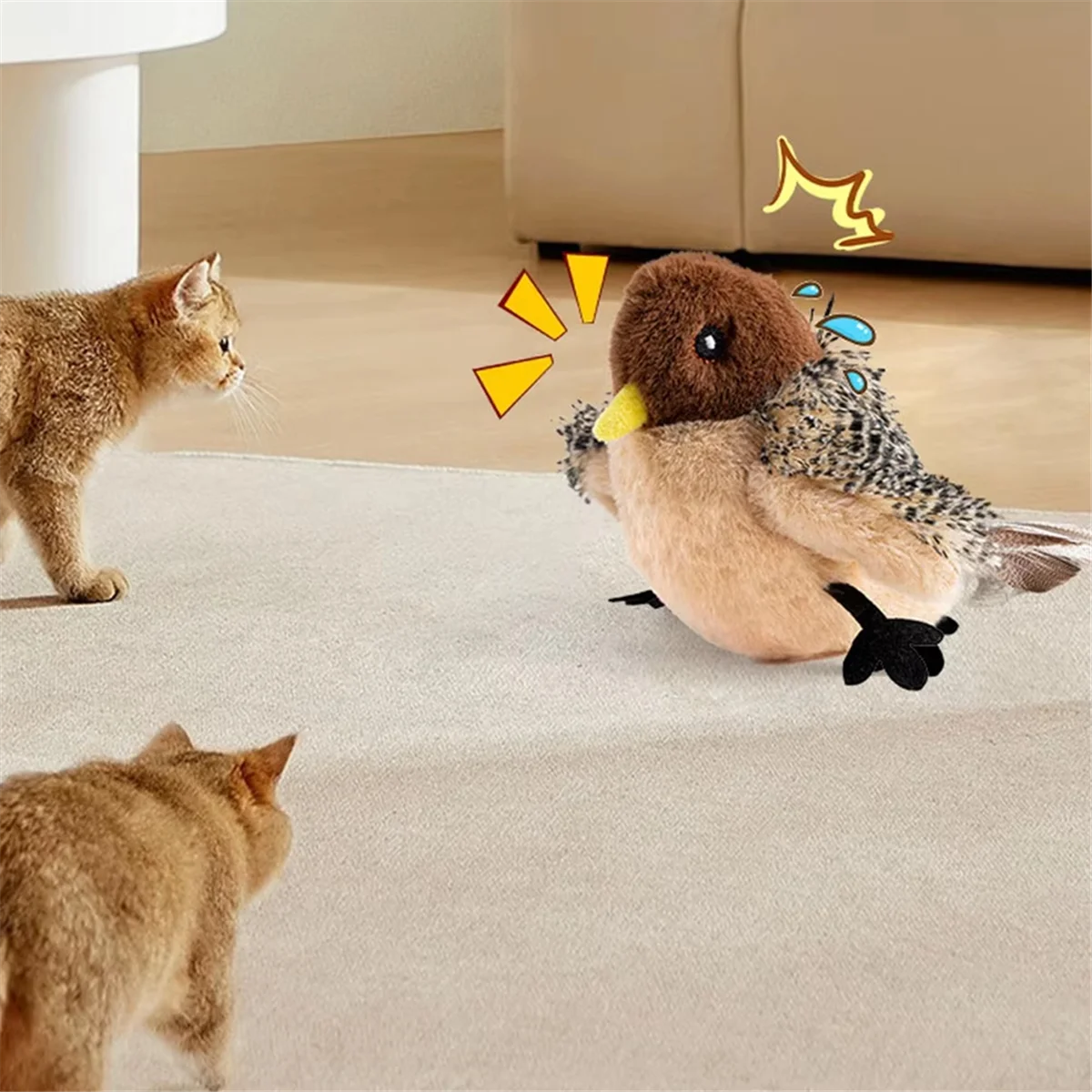 NEW Remote Control Interactive Cat Toys Flying Bird Flapping Wings Sparrow Toy Vivid Chirping Simulation Bird Cat Toy