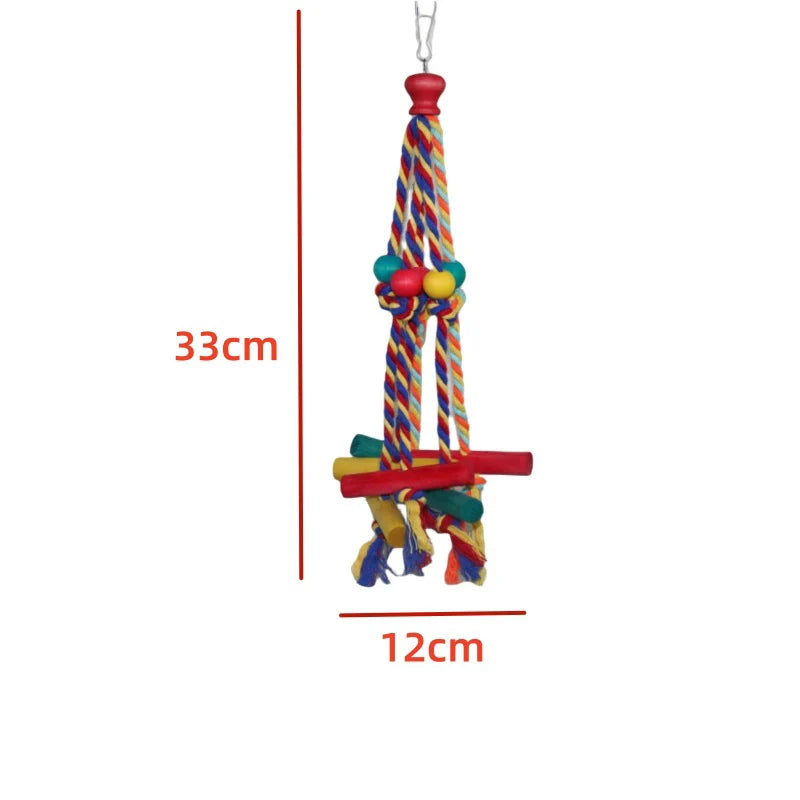 Birds Rope Parrot Toys Bird Accessories Wood Chewing Toy Cage Resistant Small Large Bird Toy Parrots Training Random Colors