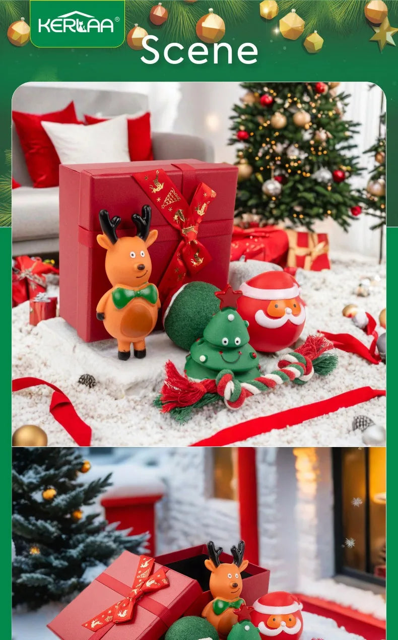 Christmas Pet Dog Toys Sound Elk Dog Bite Resistant Set Deer Crutches Bite Resistant Dog Christmas Gift Box Limited Edition