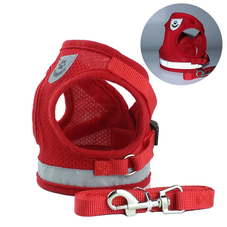Pet Dog Vest Harness and Leash Set Adjustable Mesh Dog Harness Cat Supplies Leash Harnesses Puppy Bulldog Corgi Dog Accessories