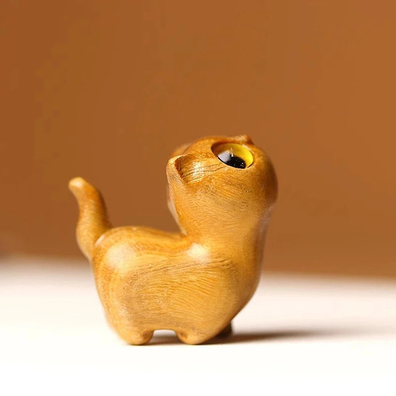 1/3 Pcs Charming Wooden Kitten Figurine - Handcrafted Cat Decor For Home, Perfect Gift Idea Cat Figurine Cat Accessories