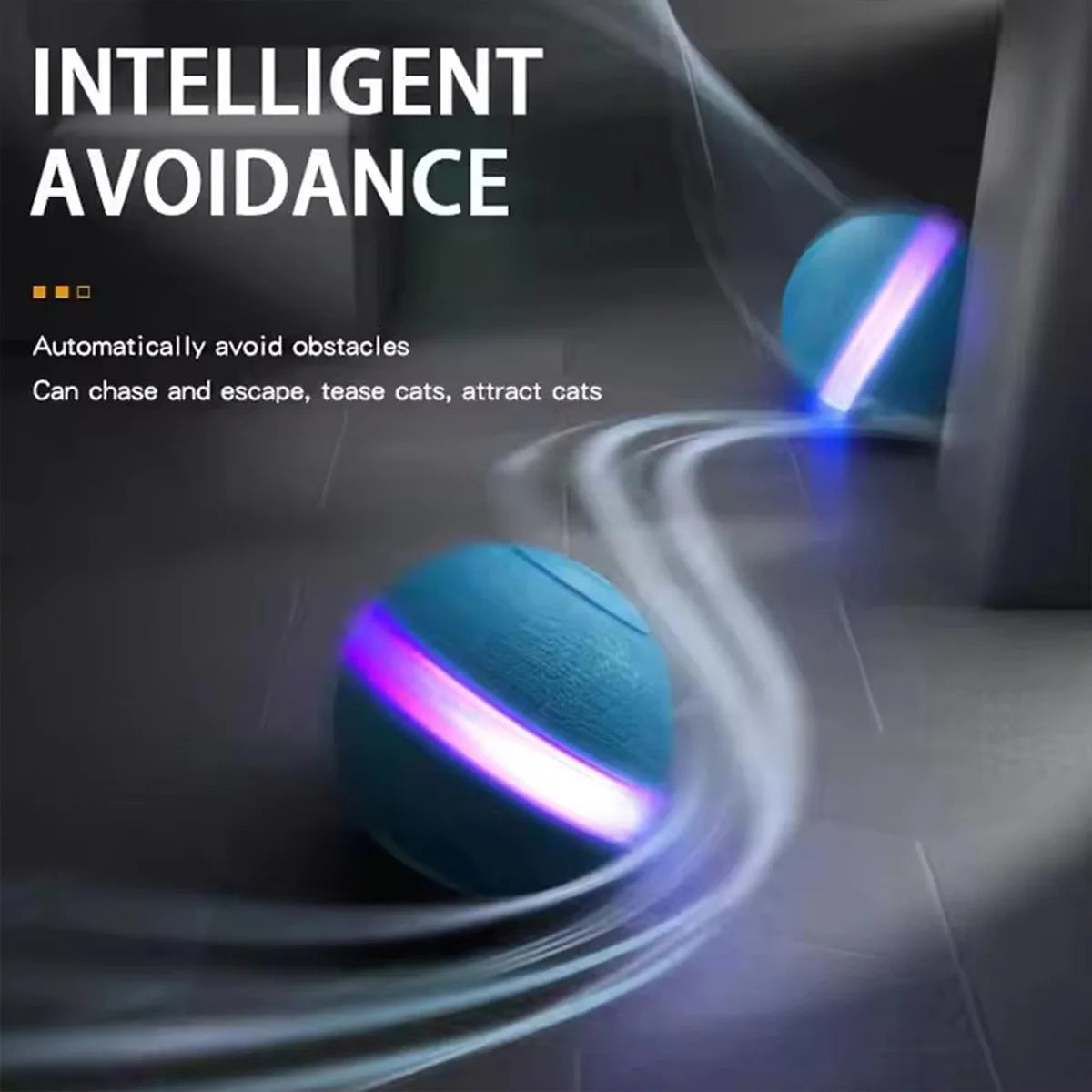 Interactive Smart Ball Cat Toys for Entertainment and Training Electronic Automatic Rolling Ball with LED Light Pet Toys for Cat